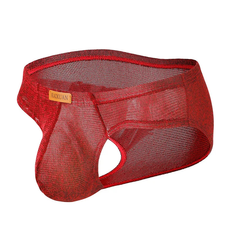 Men's Ice Silk Mesh Boxer Briefs Ultra-thin Breathable Cool Quick Dry Underwear Soft Comfortable Panties for Summer Daily Wear