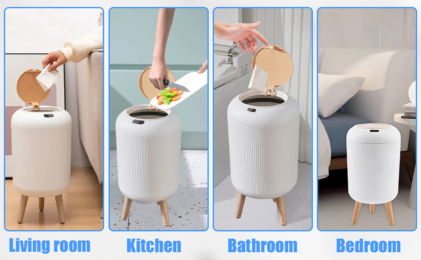 Smart Motion Sensor Trash Can - Automatic Plastic Bin for Home  Office