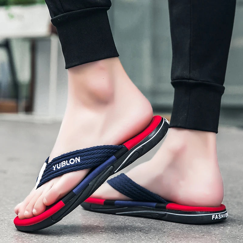 2025 Summer Flip Flops Men Beach Sandals Anti-slip Breathable Casual Men Beach Slippers Outdoor Big Size 45