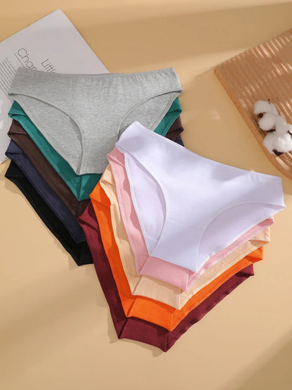 7Pcs Cotton Breathable Panties Women Comfortable Underwear Seamless Low Waist Underpants Fashion Girls Solid Color Sexy Lingerie