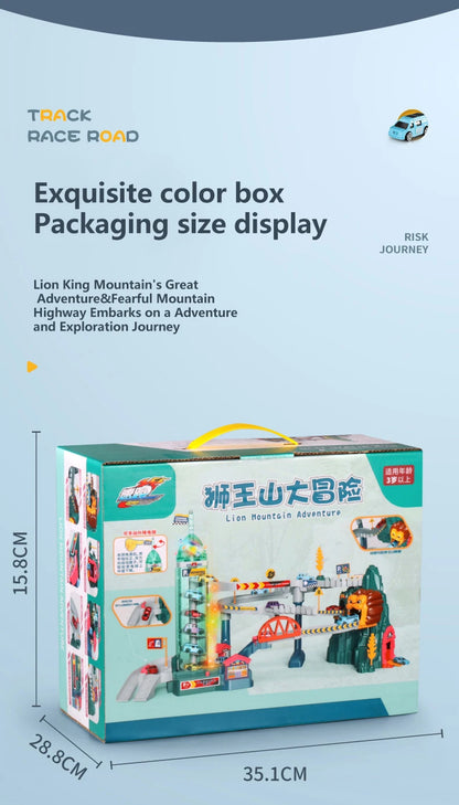 KBDFA Lion Theme Car Track For Children Diecasts Holiday Gifts Birthday Hot Wheels Kids Educational Race Toys Racing Rail Cars