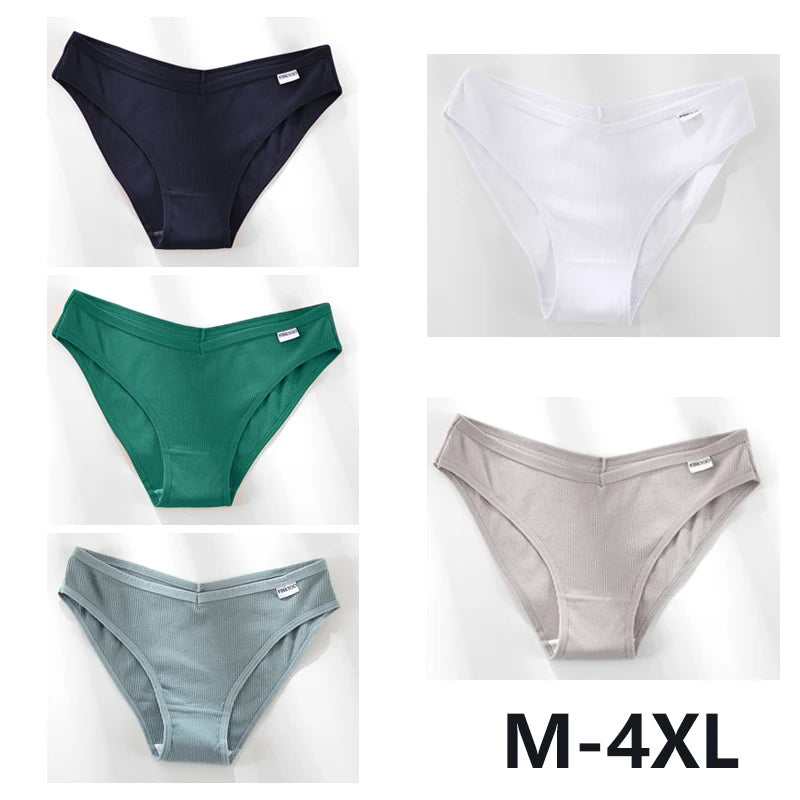 Women Cotton Panties - 5PCS Mid Rise Briefs Plus Size Sexy Ladies Underwear
