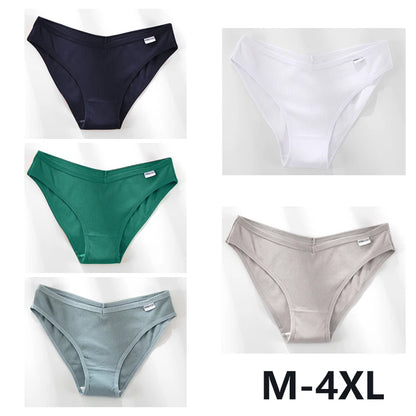 Women Cotton Panties - 5PCS Mid Rise Briefs Plus Size Sexy Ladies Underwear