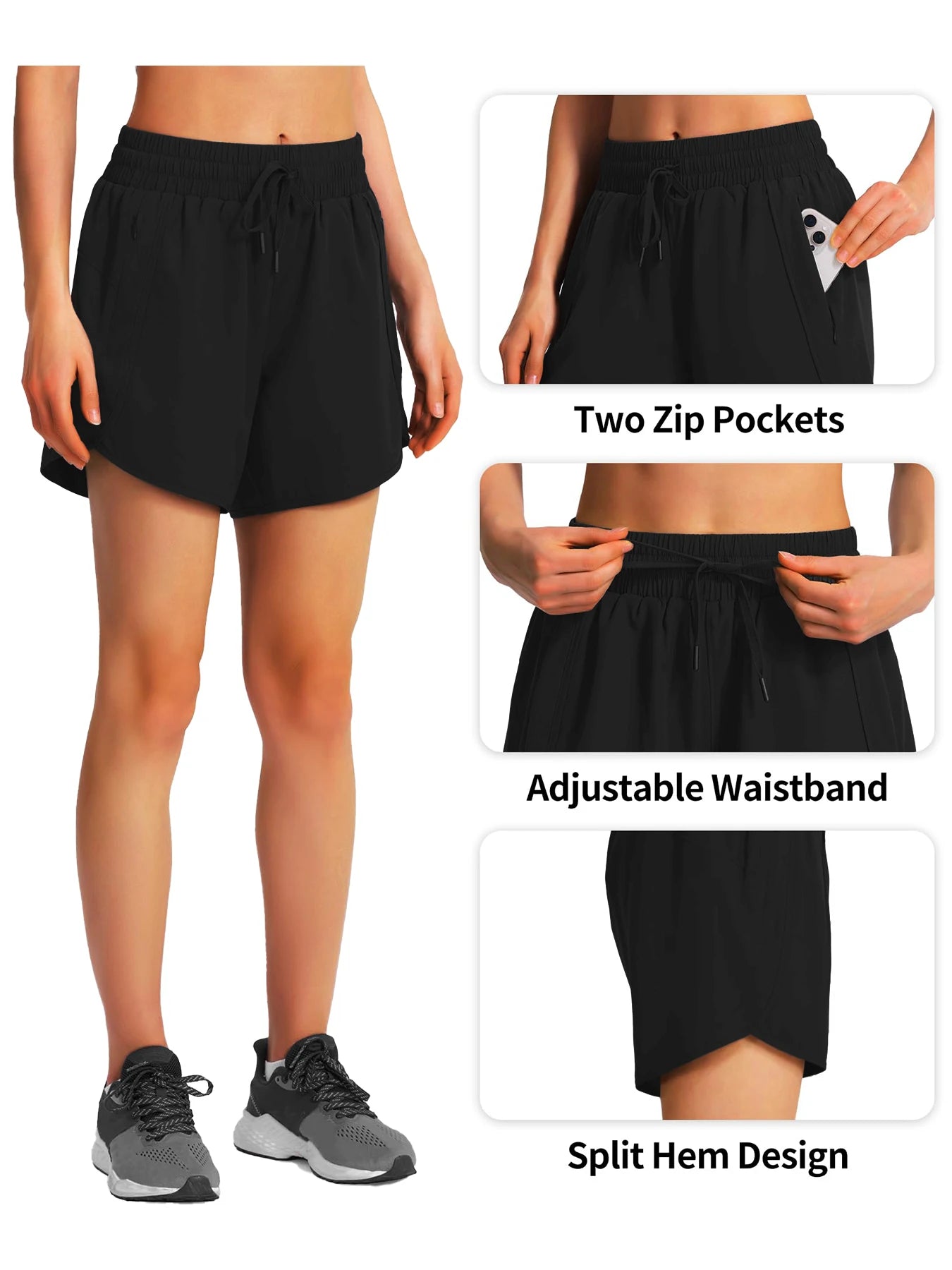 New women's casual sportswear sports running shorts quick-drying lightweight fitness shorts with zipper sports shorts