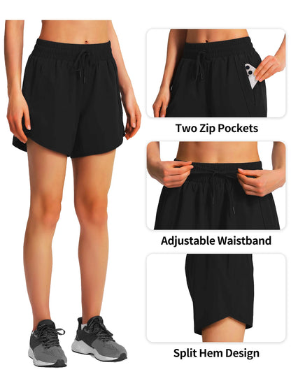 New women's casual sportswear sports running shorts quick-drying lightweight fitness shorts with zipper sports shorts