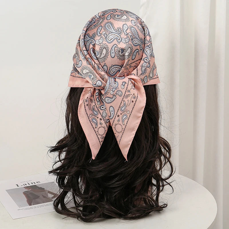 Bohemian Floral Silk Scarf - Tropical Leaf Head Wrap and Bandana