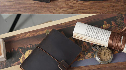 Leather Travel Journal - Refillable Notebook With Embossed Leather Cover, Handmade Diary