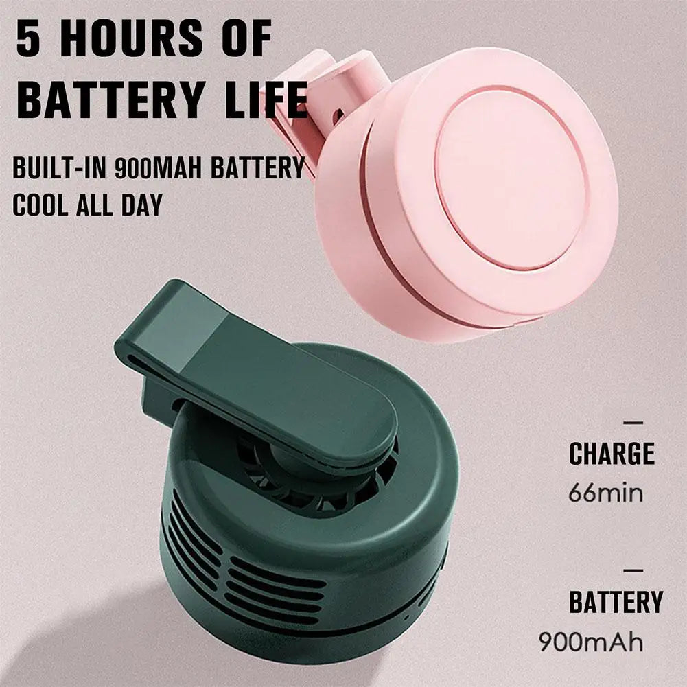 Portable Fan Clip-on Wearable Neck Fan 3-speed Belt Fan Powered By Rechargeable Battery USB Rechargeable Pocket Fan 360 Degree
