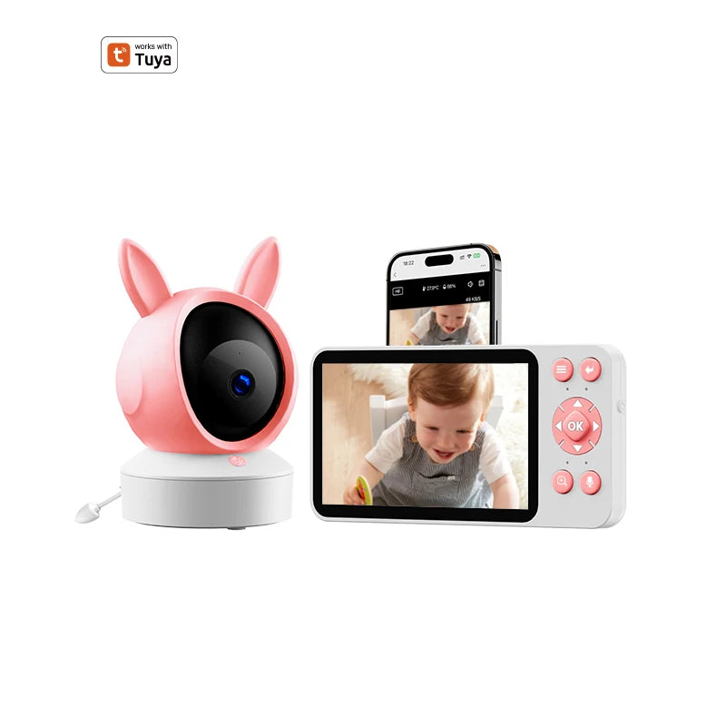 DANMINI 5 "TuyaAPP Baby Monitor Security Protection Wireless PTZ Surveillance Camera with Infrared Night Vision Motion Detection