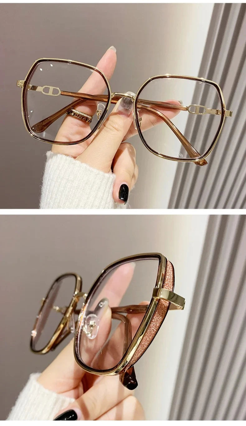 Anti Blue Light Glasses – Oversized Polygonal Frames with Transparent Acrylic Lenses