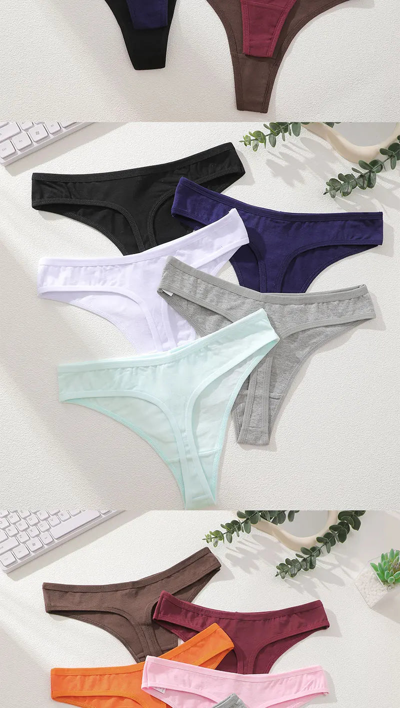 6Pcs/Set Women‘s Cotton Seamless Pantys Sexy Low Waist Soft Comfortable Thongs Fashion Girl Breathable Intimates G-Strings