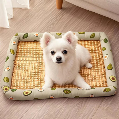 Square Summer Cooling Sleeping Dog Bed for Large Dog Cushion Spring Breathable Antislip Cat Bed bamboo Cat Mat Pet Bed for Dog