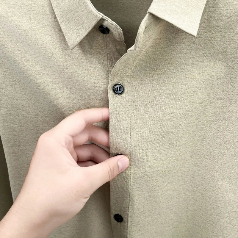 High-End Man Long-Sleeved Shirt Lapel Single-Breasted Bear Embroidery Spring New Shirt Fashion Versatile Leisure Men's Clothing