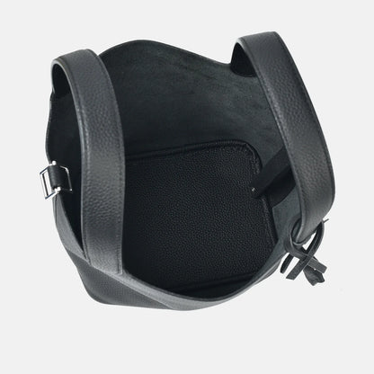 Women Leather Bucket Bag - Genuine Leather Handbag | Large Tote Bag With Silver Hardware