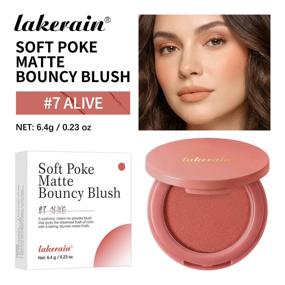 New Matte Blush Cream to Powder Cushiony Bouncy Texture Long Lasting Natural Flush Brightens Face Complexion Woman Makeup
