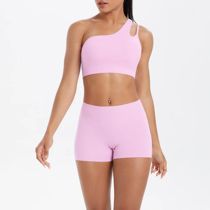 JUREN Yoga Clothes Set 2 Piece Gym Sports Shorts Set Women Tracksuit High Waist Shorts Fitness Suit Running Bra Workout Outfits