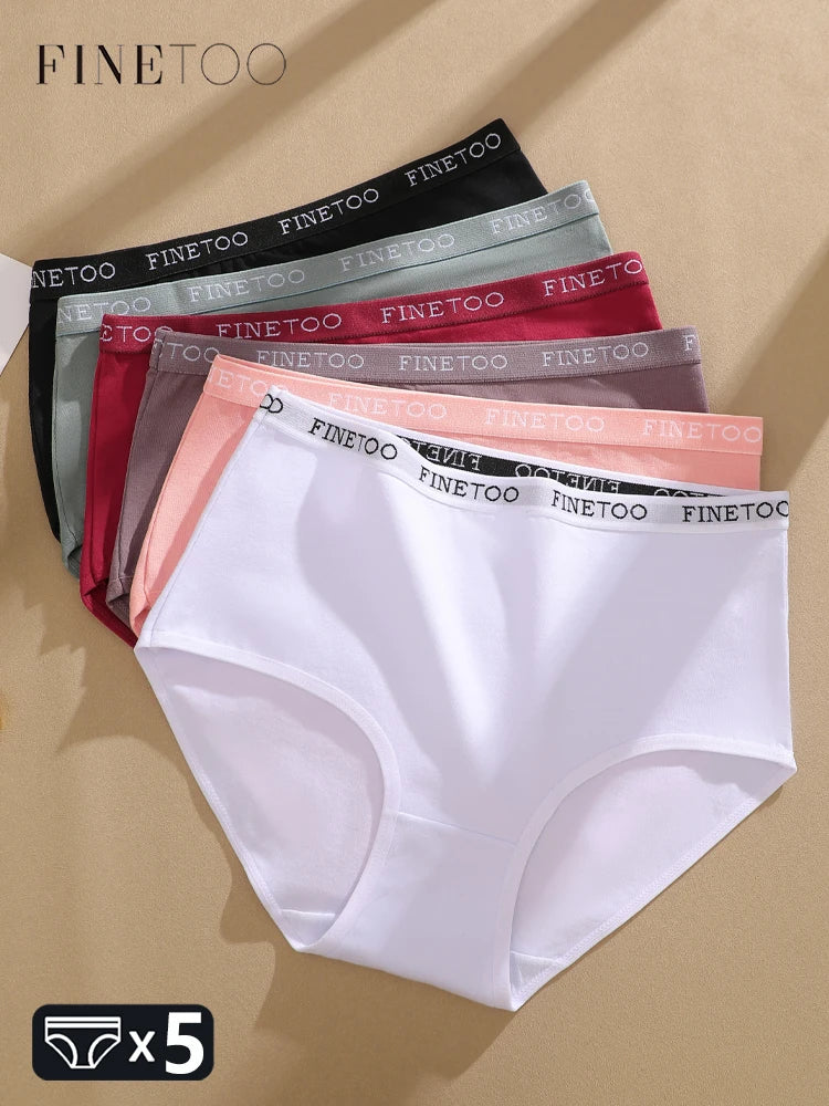 FINETOO 5PCS/Set Cotton High Waist Panties Women's Seamless Breathable Underwear Sexy Stretchy Comfort Briefs Lingerie S-XXL