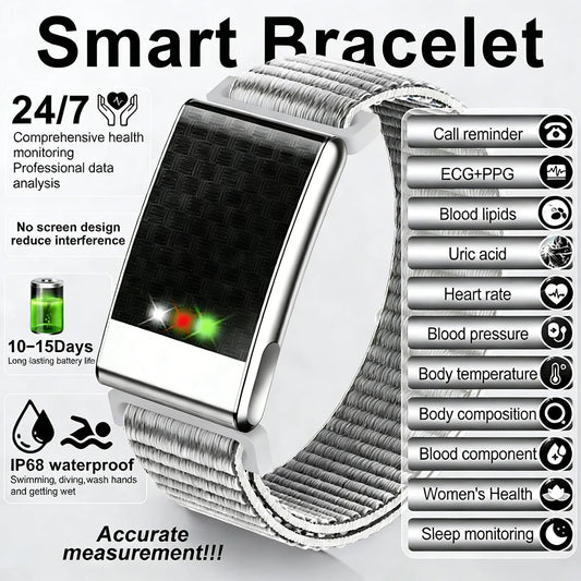 New ECG Health Smart Bracelet Men Women Heart Rate Blood Pressure Blood Lipids Uric Acid IP68 Waterproof Sport Band Smartwatches