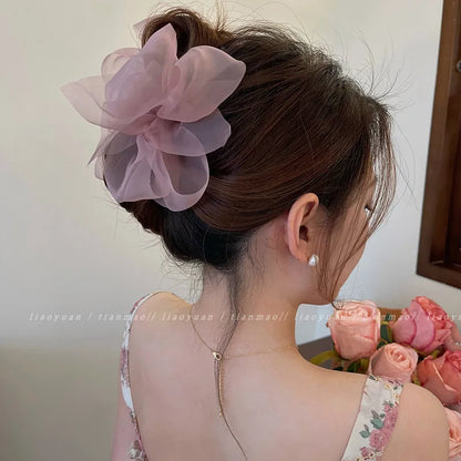 Elegant Mesh Bow Grip Clip for Girls Ponytail Braid Hair Claw Clip Stylish Hair Accessory Gift for Ladies  заколка зажим