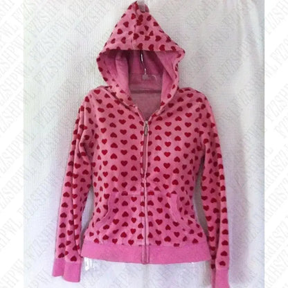 Y2k Women Harajuku Aesthetic Kawaii Cute Hoodies Clothes Graphic Hip Hop Punk Gothic Zip Up Hoodies Casual Streetwear EMO Girl