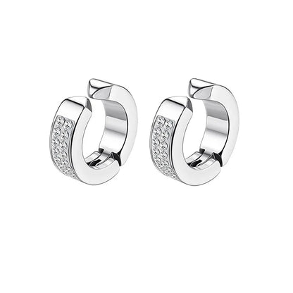 1 Pairs Stainless Steel Magnetic Stud Earrings For Men Women Hoop Earrings Clip On CZ Non-Piercing Steel All Ages