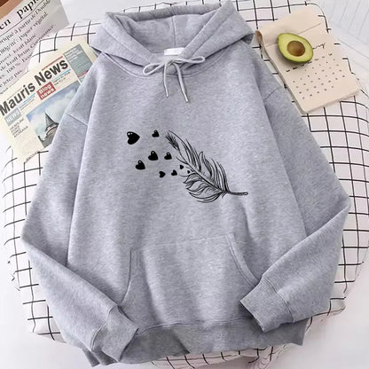 Retro Love Heart with Leaf Casual Hoodies Sweatshirts Men Women Fashion Clothing Hooded Casual Y2k Sweatshirt
