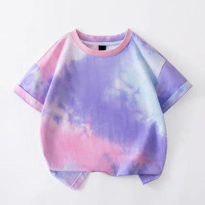 1pcs Kids Summer Short Sleeve Tees Child Tie-dye Fashion T-shirt Baby Boys And Girls Clothes Children Comfortable Leisure Tops