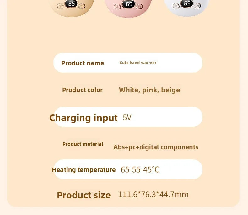 Cute Pet USB Electric Hand Warmer 3000mah Portable Mini Power Bank Winter Gift For Students Waterless Hot Water Bag
