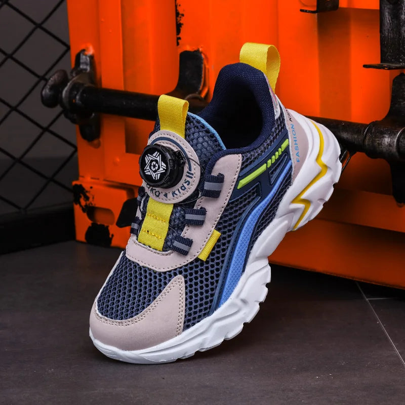 Children Sports Shoes - Boys Running Sneakers Black Mesh | Breathable Summer Casual