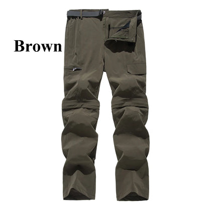 NUONEKO New Elastic Mens Hiking Pants Outdoor Sport Summer Quick Dry Waterproof Detachable Camping Trekking Climbing Cargo Pants