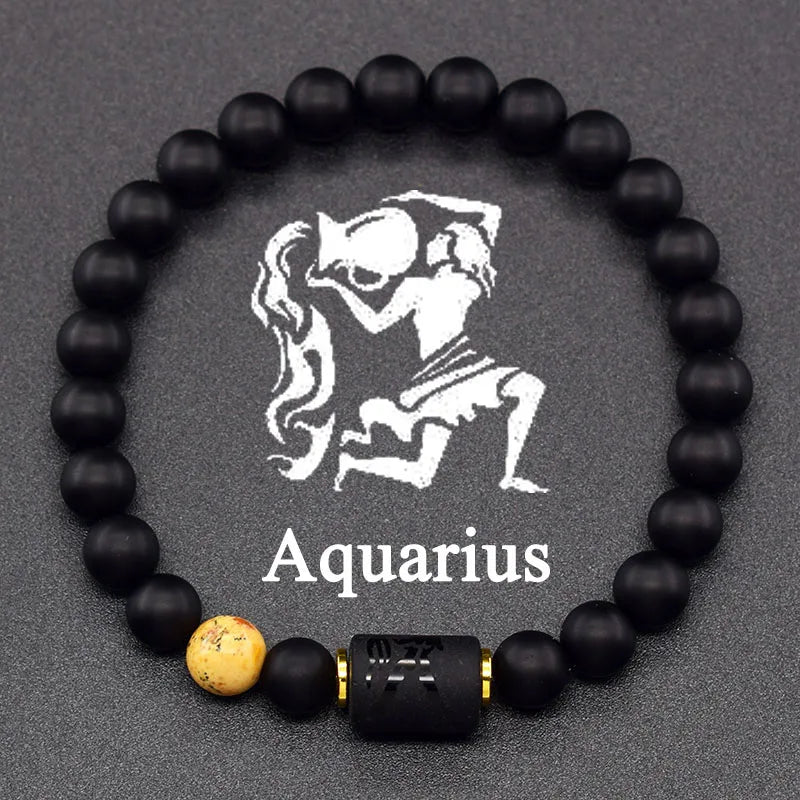 12 Zodiac Constellation Signs Bracelets for Men Women Real Natural Tiger Eye Stone Bead Bracelet Leo Taurus Charm Couple Jewelry