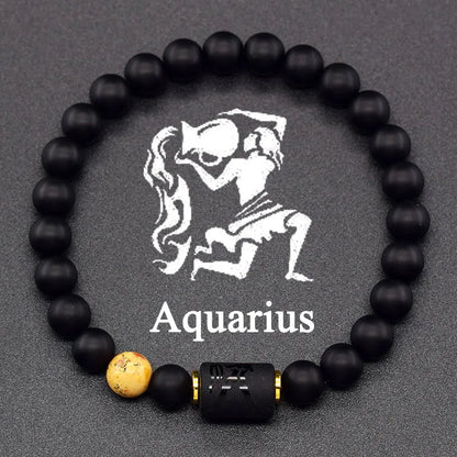 12 Zodiac Constellation Signs Bracelets for Men Women Real Natural Tiger Eye Stone Bead Bracelet Leo Taurus Charm Couple Jewelry