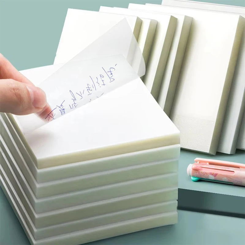 Transparent Waterproof Sticky Notes - 200 Sheets Fluorescent Notepad for School  Office