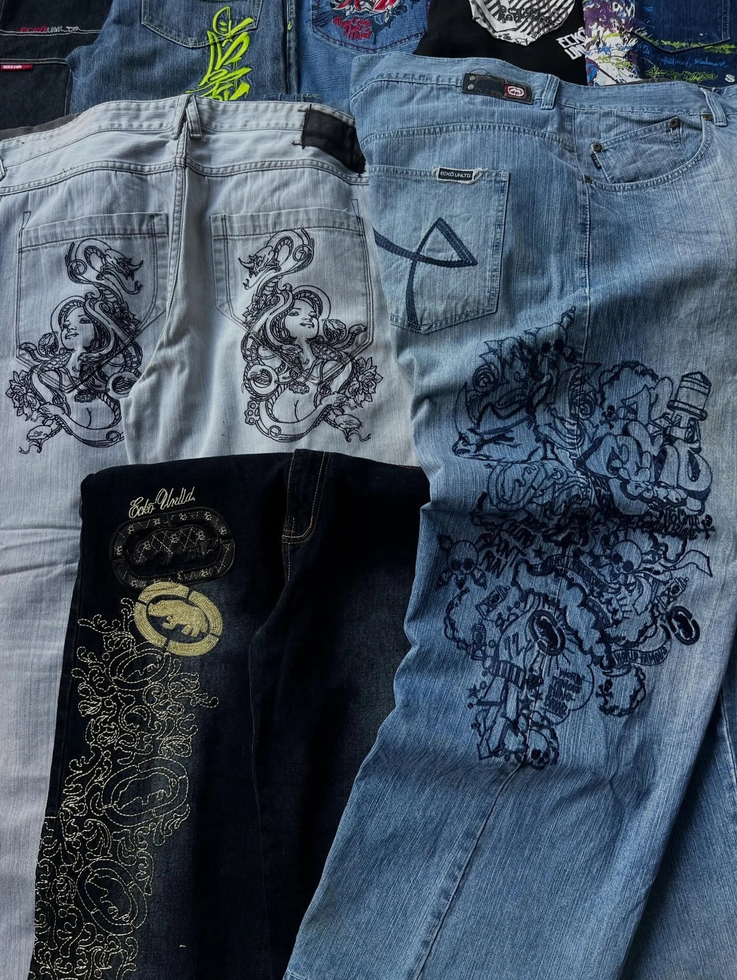 Y2K Vintage Printing Men Baggy Jeans Harajuku Trend Women Hip Hop Fashion Casual Joker Couple Wide-Leg Pants Streetwear