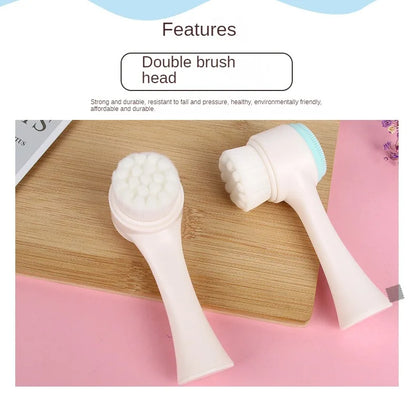 Silica Gel Facial Brush Double Sided Facial Cleanser Blackhead Removing Product Pore Cleaner Exfoliating Facial Brush Face Brush