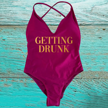 GETTING MARRIED Padded Bride  One Piece Swimsuit GETTING DRUNK Women Swimwear Bathing Suit Swimming Suit Summer SQUAD Beachwear
