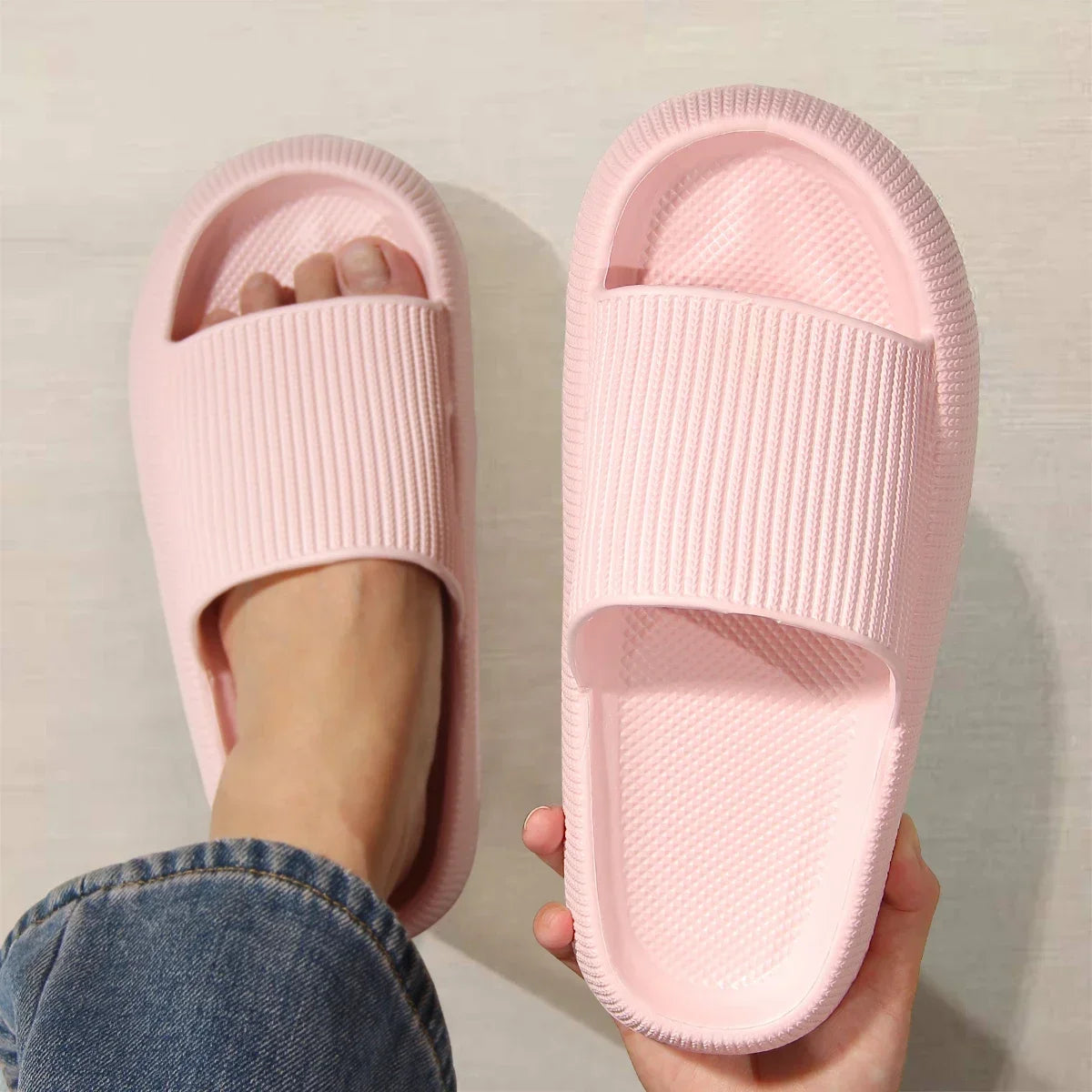 Eva's Simple Men's Slippers For Man Size 45 Poop Slippers. Wearing Soft-Soled Anti-Slip Shoes In Summer. And Women's Slippers