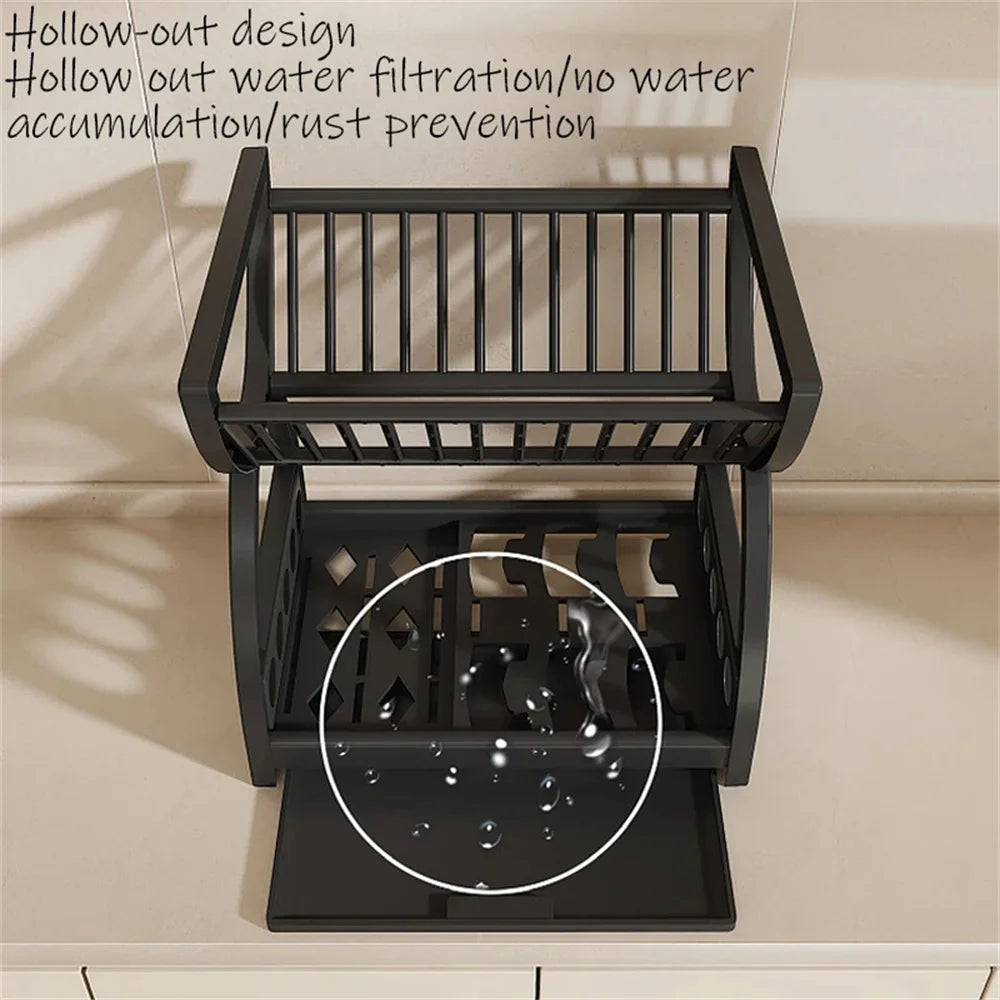 Kitchen Storage Rack – Multi Functional Rack With Dish Plate Organizer & Drainage