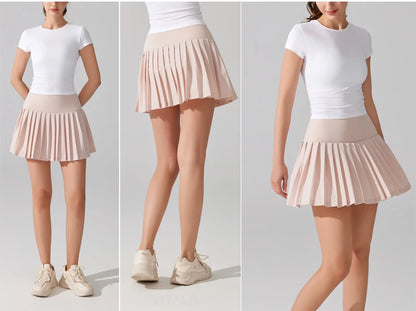 VITALINOVO Pleated Tennis Skirt for Women with Pocket Shorts Women's High Waisted Lightweight Athletic Golf Skorts Skirts Flowy