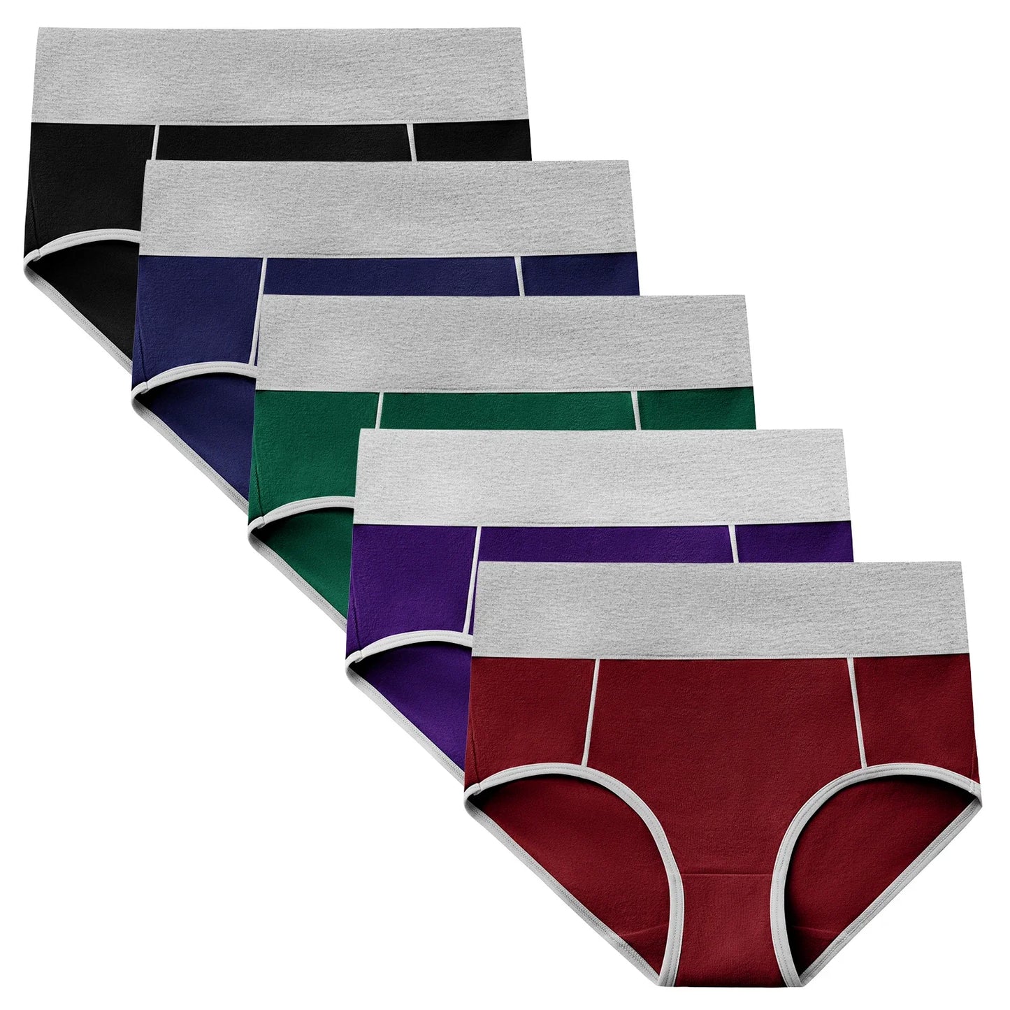 Molasus 5pcs Seamless Women Cotton Panties High Waist Underwear Set Full Coverage Briefs Buttock Lifting Plus Size Panty Sets