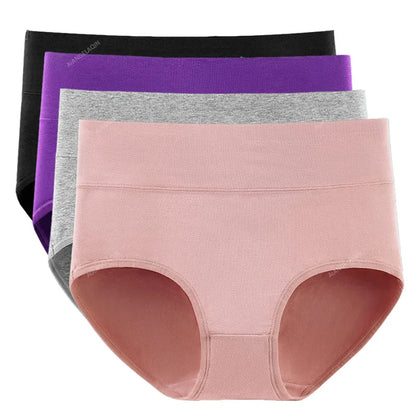 New 4Pcs/Lot High Waist Panties Women Underwear Plus Size Cotton Briefs Girls Shapers Abdominal Underpants Female Sexy Lingeries