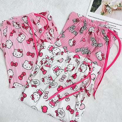 Hello Kitty Pajama Pants Anime Cartoon Sanrio Home Pants Couple Home Sleepwear Trousers Leisure Home Clothing