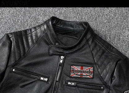 Mens Leather Jacket Autumn Men Clothing Handsome Motorcycle Jackets Two Colors Short Coats Kurtka Męska Skórzana Slim