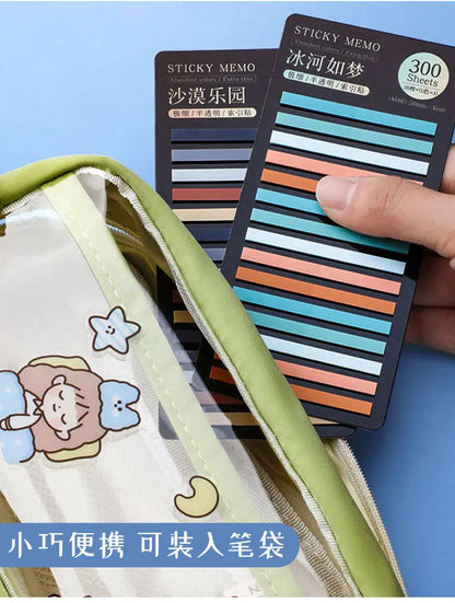Transparent Rainbow Sticky Notepads - 300 Sheets Kawaii Memo Pad