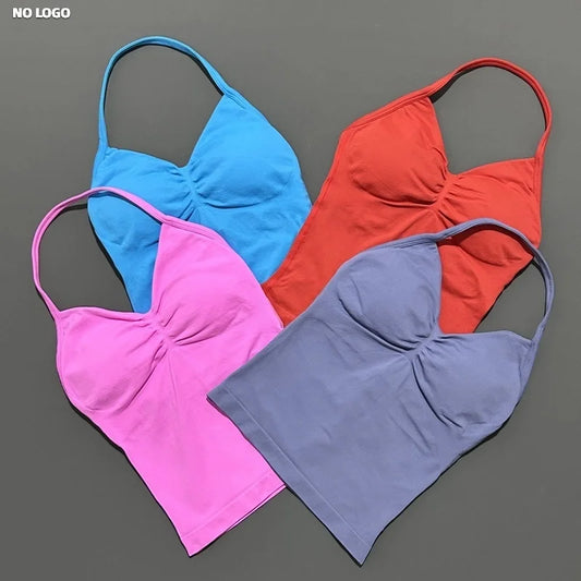 Women Yoga Vest - Longline Strappy Top | Breathable Fitness Tank Top Open Back Halter