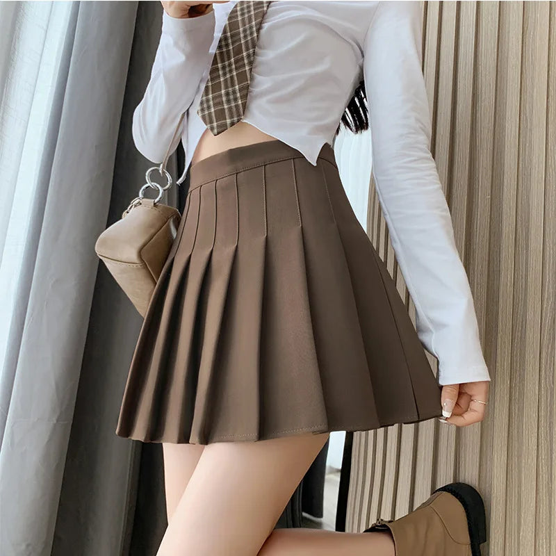 2024 New Sexy Women Pleated Skirts High Waist Summer Vintage Mini Skirts Korean Tennis Student White Designed Dance Skirt