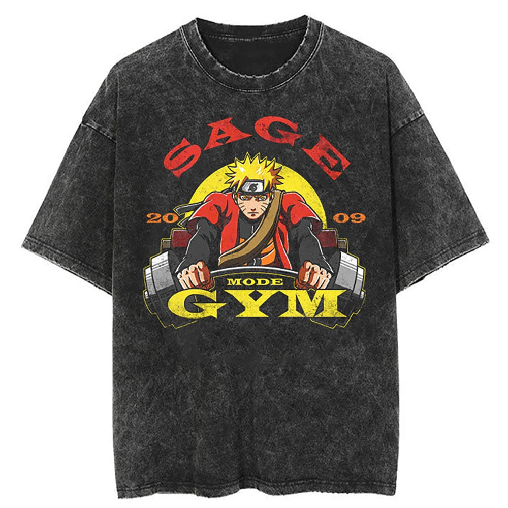 Hip Hop Streetwear T Shirt Japanese Anime Naruto Print T-Shirt Men Harajuku Cotton Tshirt Summer Short Sleeve Tops Tees