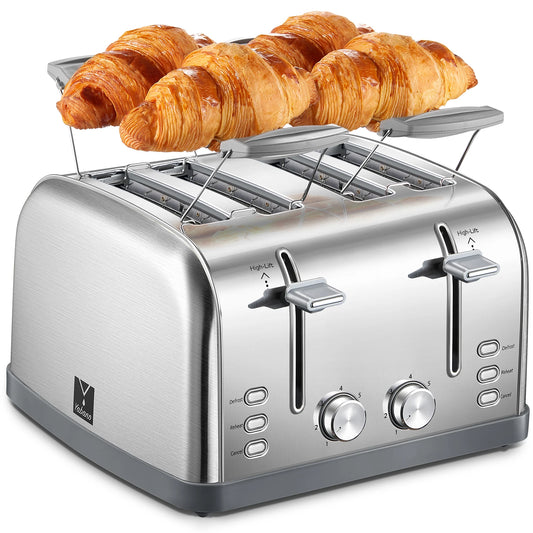 4-Slice Stainless Steel Toaster - Extra Wide Slots High Lift Bagel  Muffin Functions Removable Crumb Tray 7-Shade Settings