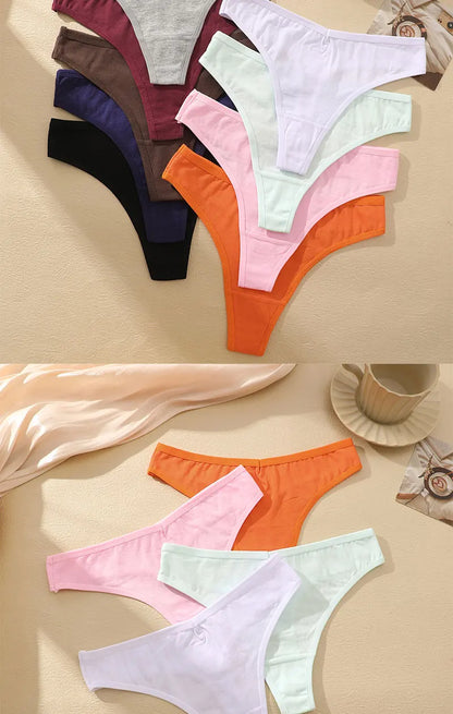 6Pcs/Set Women‘s Cotton Seamless Pantys Sexy Low Waist Soft Comfortable Thongs Fashion Girl Breathable Intimates G-Strings