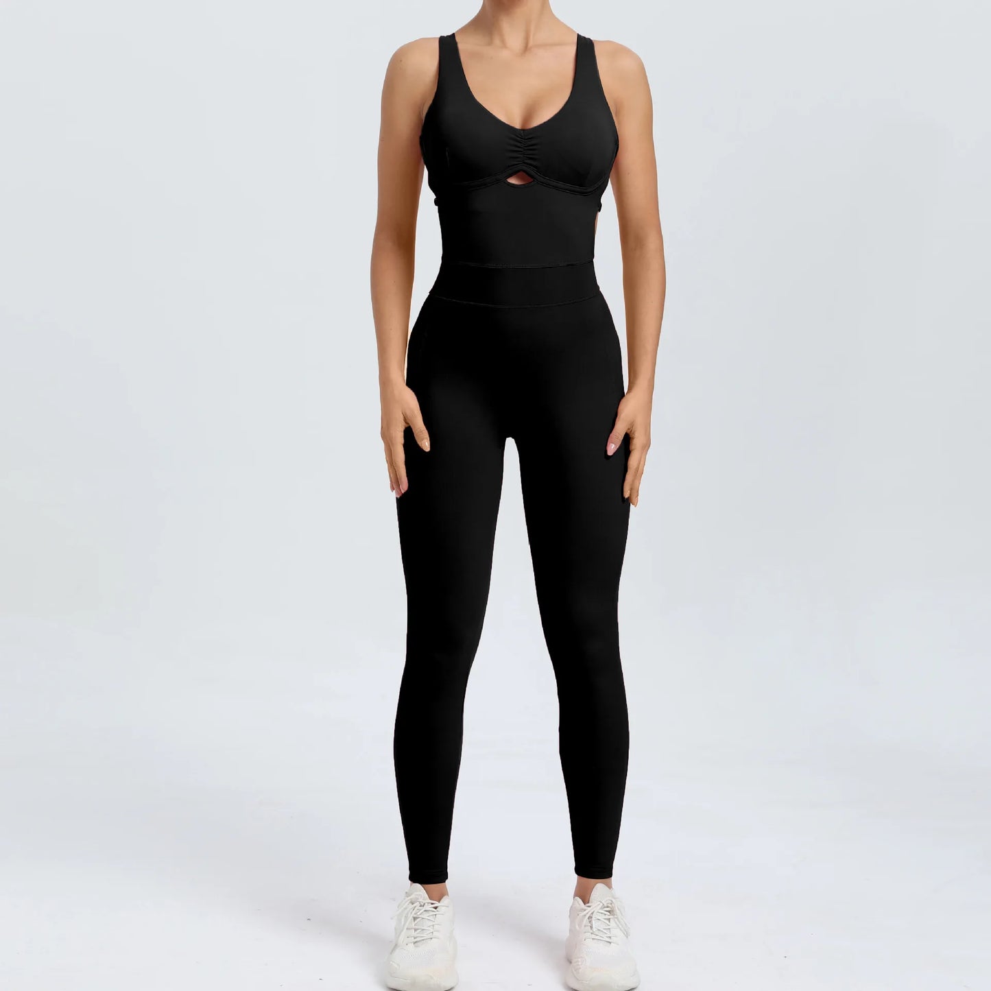 Women Yoga Jumpsuit - Push Up Backless Sportswear, Breathable Quick Dry Activewear